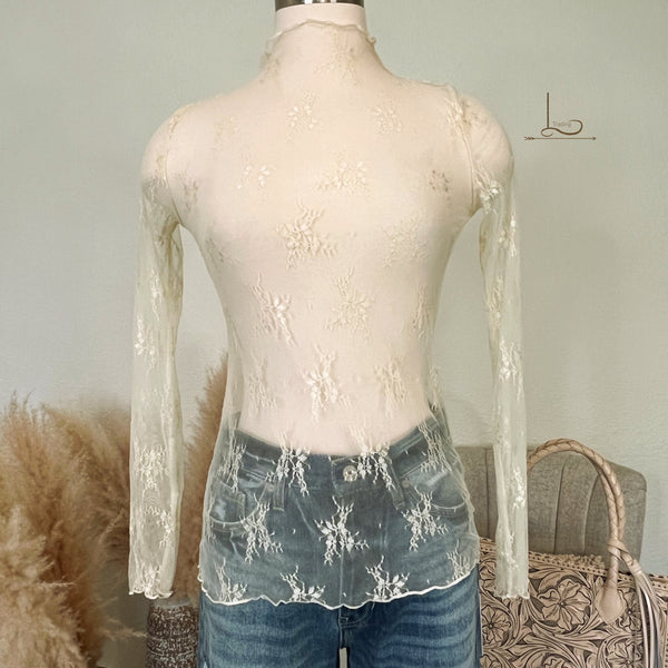 Floral lace top - Women | MANGO OUTLET USA