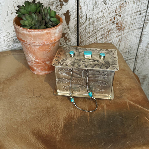Hand Stamped Feathers Silver Box