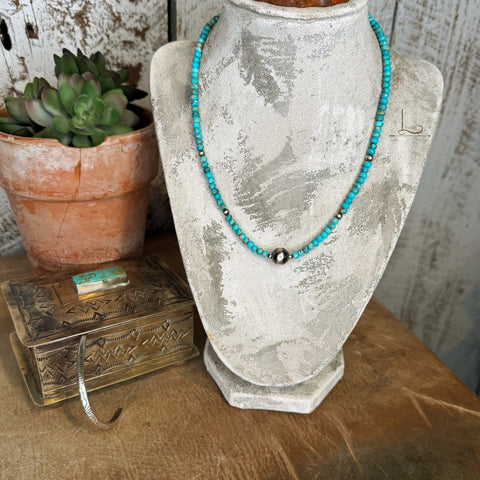 Heishi Turquoise & Sterling Silver Pearl Necklace