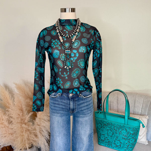 The Turquoise Mesh Top