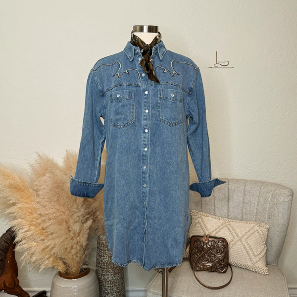 ralph lauren long sleeve denim dress The Midland Denim Dress/Duster Large