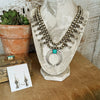 The Mini Turquoise Squash Blossom Necklace with earrings