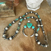 The Mohave Sterling & Turquoise Necklace with Kingman Turquoise Heart Naja Pendant