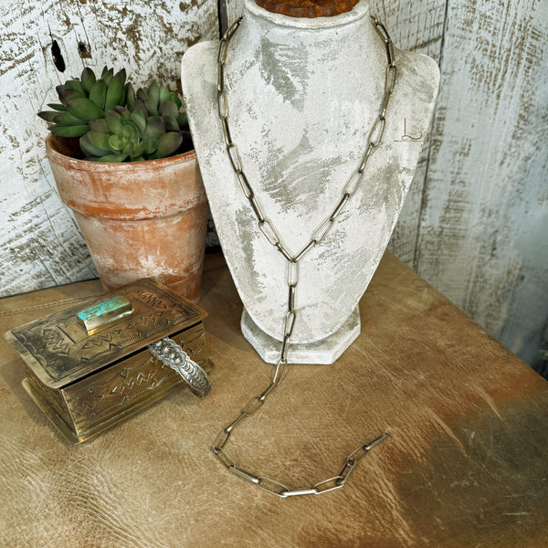 Sterling Silver Paperclip Link Necklace ~30"