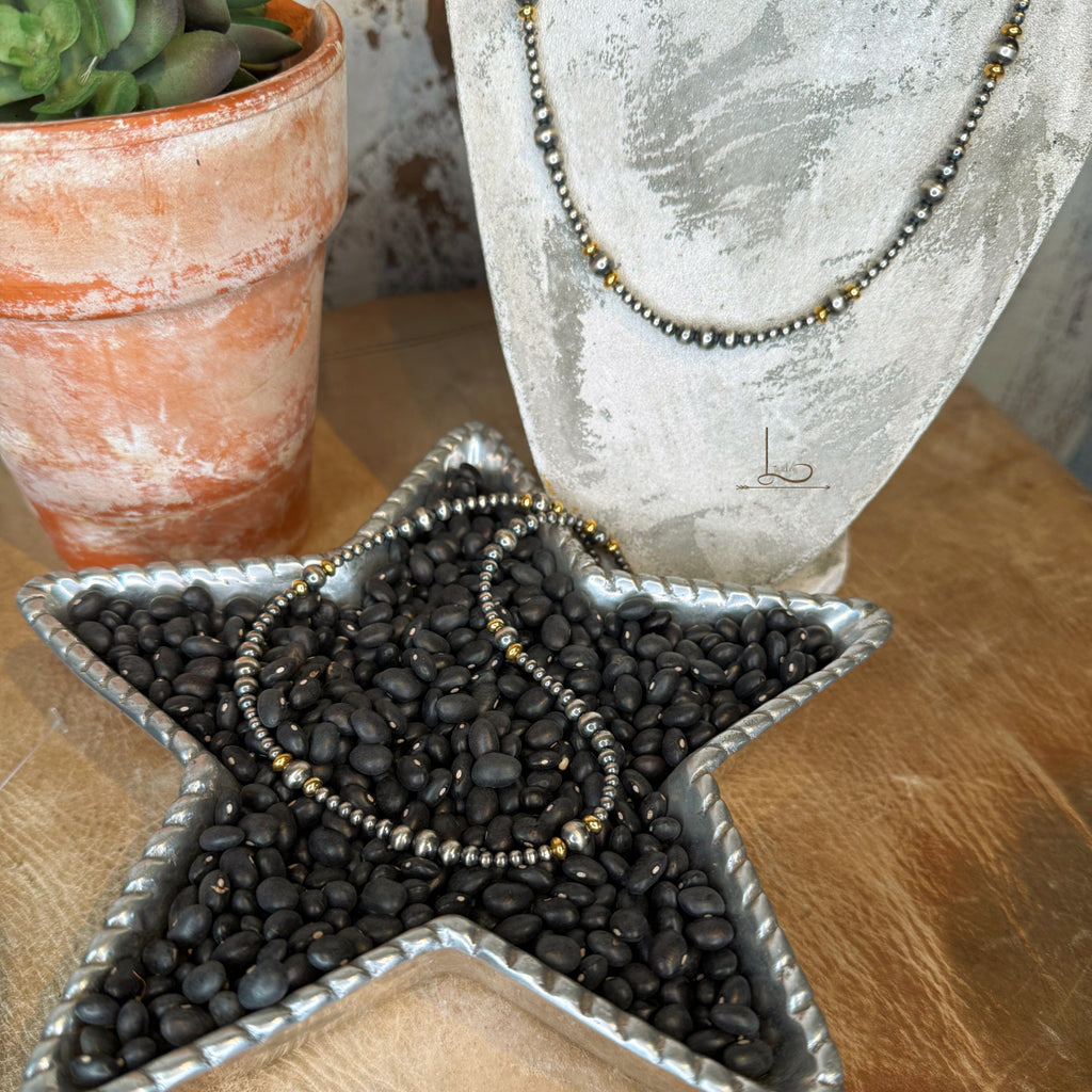 Sterling Silver Mixed Pearl & Gold Necklace