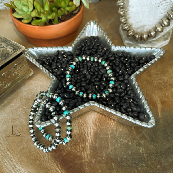 Sterling Silver & Turquoise Mixed 7mm Pearl Bracelet