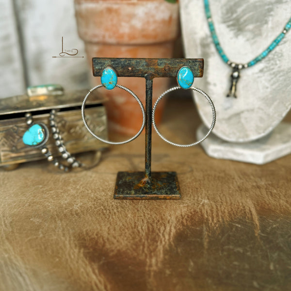 The Turquoise & Sterling Silver Hoops