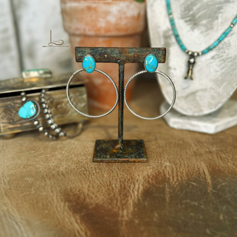 The Turquoise & Sterling Silver Hoops
