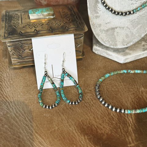 Heishi Turquoise Teardrop Earrings