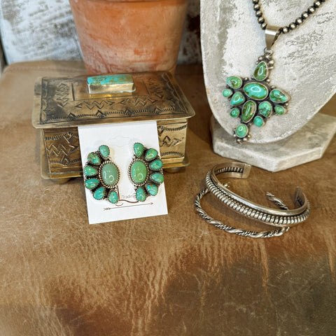 Verde Turquoise Half Cluster Earrings