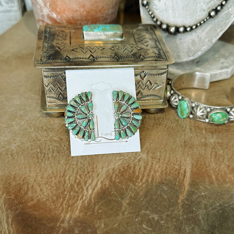 Verde Turquoise Media Half Cluster Earrings