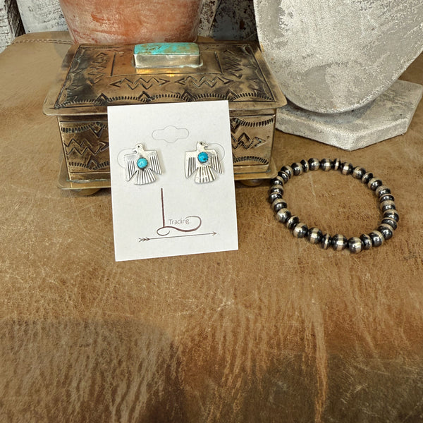 The Sterling & Turquoise Mini Thunderbird Earrings