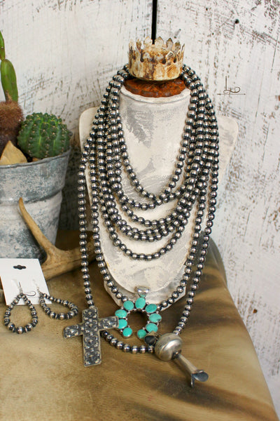 Treasures of the Southwest: 24 Long Navajo Pearls 4mm Beads Sterling  Silver Necklace