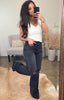 The Charlie ~ Wide Leg Faded Black Jeans