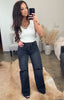 The Charlie ~ Wide Leg Faded Black Jeans