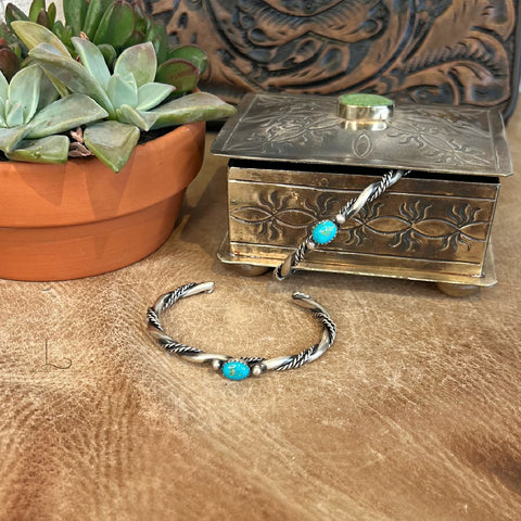 The Twisted Sterling Blue Turquoise Stacker Cuff