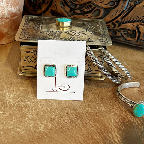 The Gallup Turquoise Square Studs