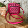 The Catalina Tooled Leather Crossbody in Hot Pink