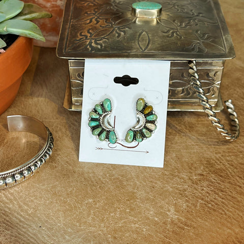 Verde Turquoise Half Cluster Earrings