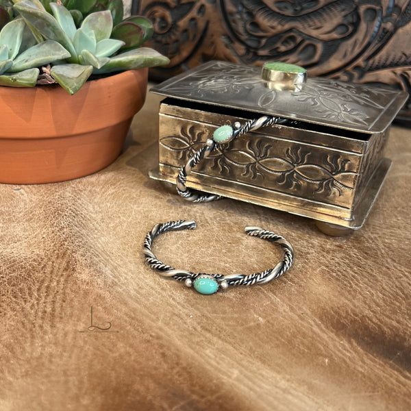 The Twisted Sterling Verde Turquoise Stacker Cuff