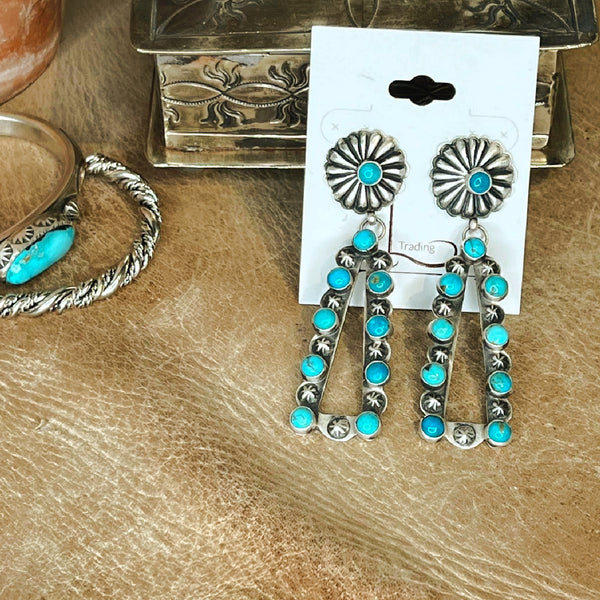 Sterling & Turquoise Triangle Concho Earrings