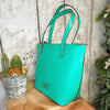 The Guthrie Tooled Leather Tote in Turquoise