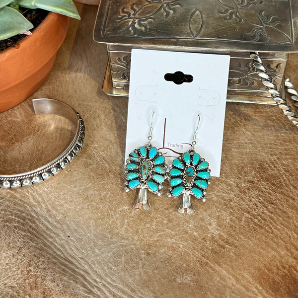 The Azul Turquoise Cluster Squash Blossom Earrings