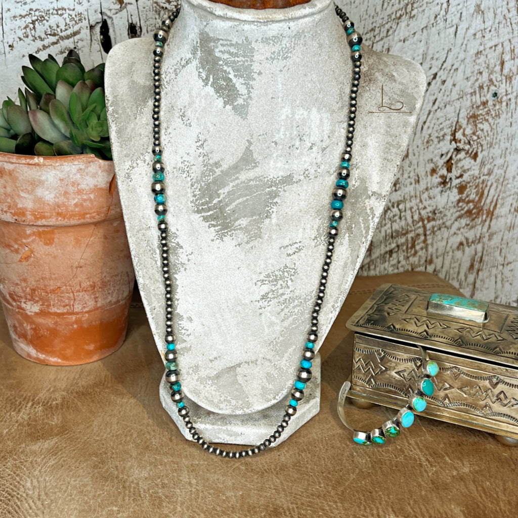 The Turquoise & Sterling Silver Mixed Pearl Necklace