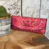 The Antonio Tooled Leather Clutch/shoulder bag in Pink