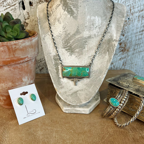 The Turquoise & Sterling Longhorn Bar Necklace