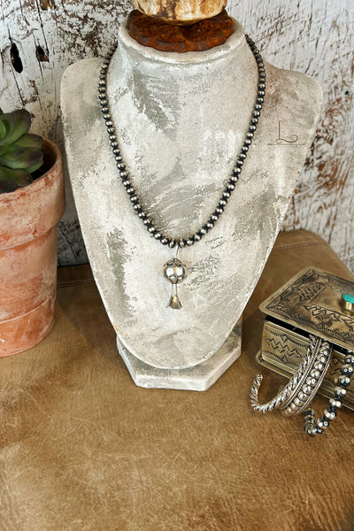 The Sterling Silver Pearl with Squash Blossom Necklace