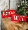 Naughty or Nice ~ Wool Hooked Accent Pillow
