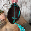 Cosmetica Chica Tooled Leather in Turquoise -Cosmetic Tote