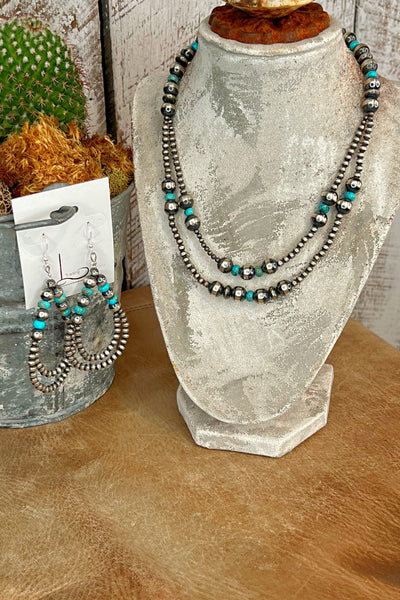 The Dakota Turquoise & Sterling Silver Pearl Necklace & Earrings