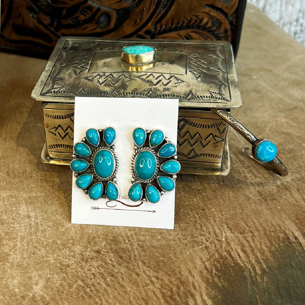 Azul Turquoise Half Cluster Earrings