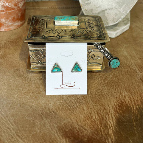 Turquoise Triangle Studs