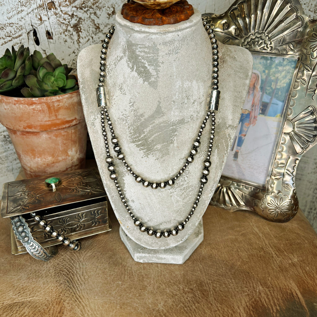 The Dos Layered Sterling Silver Pearl Necklace