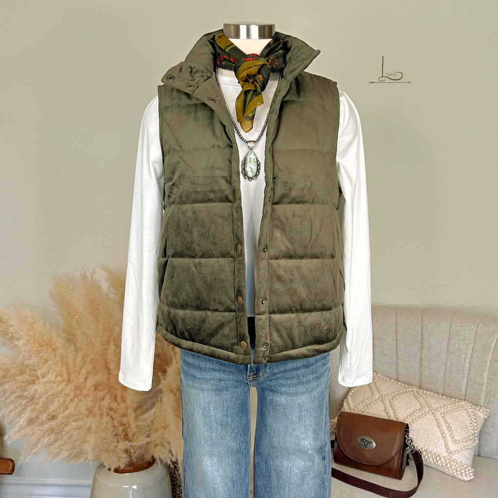 The Cameron Vest in Olive