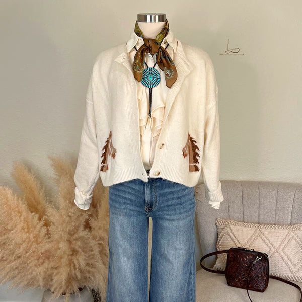 The Equestrian Cardigan in Cream