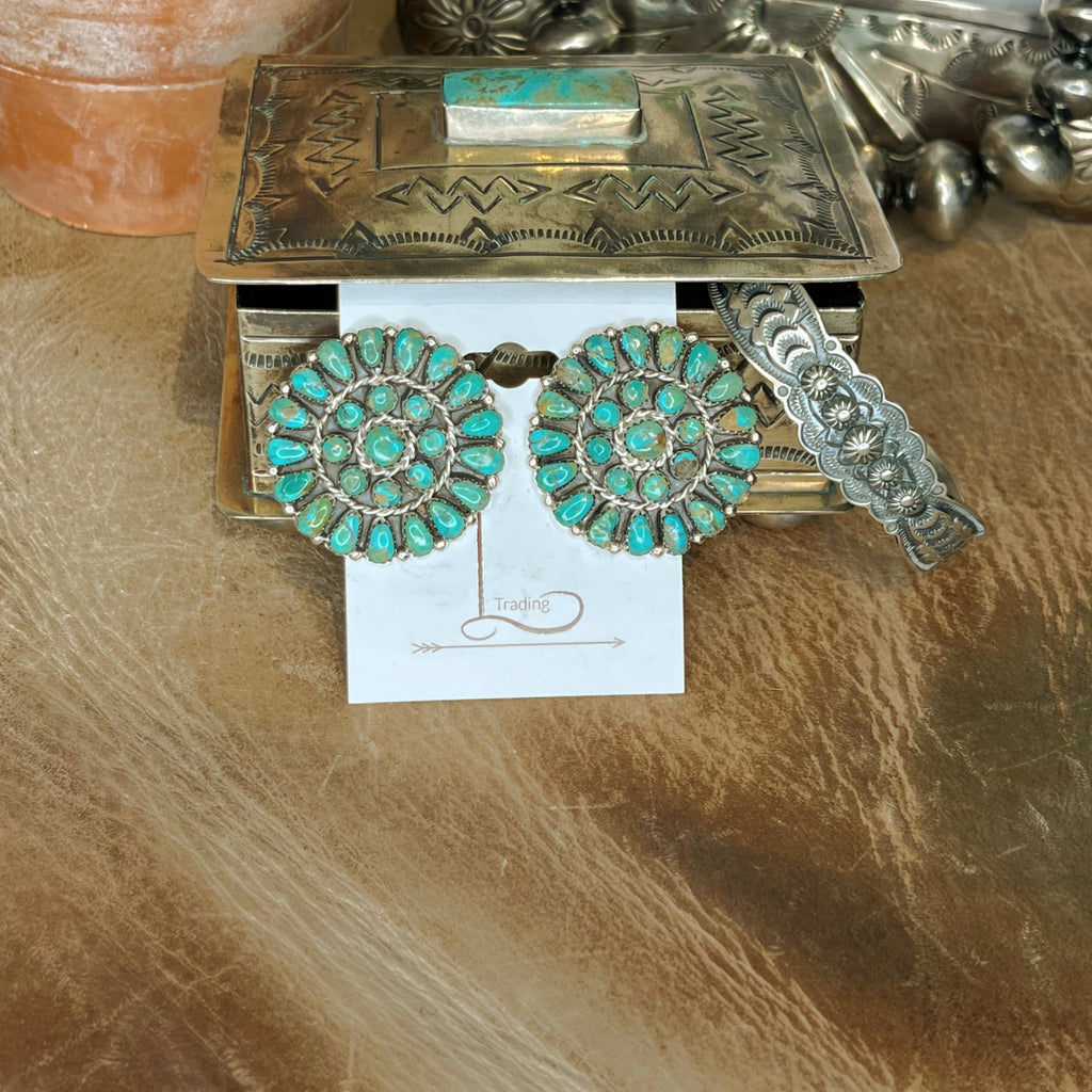 The Midi Turquoise Cluster Earrings - Blue/Green Turquoise