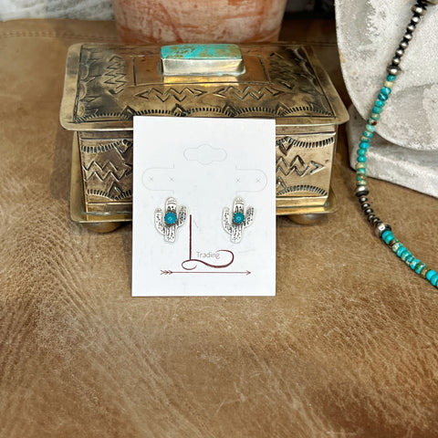 The Sterling & Turquoise Mini Saguaro Earrings