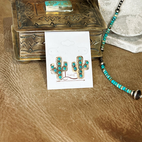 The Sterling & Turquoise Saguaro Earrings