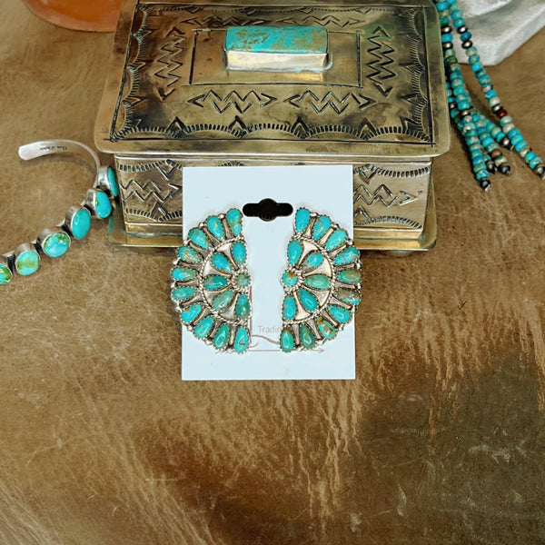 Grande Turquoise Half Cluster Earrings