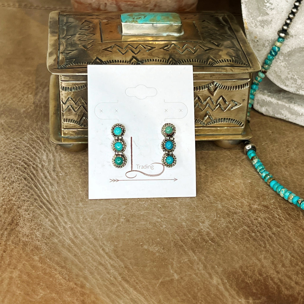 The Sterling & Turquoise Tres Studs