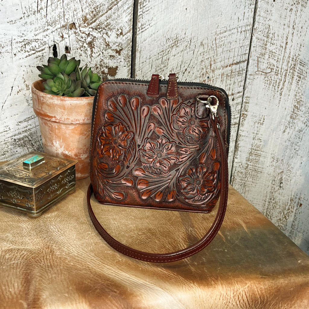 The Catalina Cafe Viejo Tooled Leather Crossbody