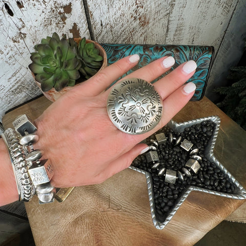 The Grande Sterling Silver Concho Ring