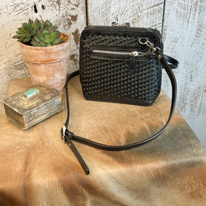 The Catalina Tooled Leather Crossbody in Classic Black
