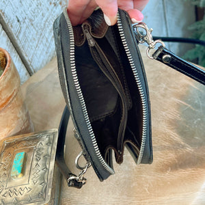 The Catalina Tooled Leather Crossbody in Classic Black