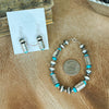 Sterling Silver & Turquoise Stamped Bracelet & Earrings Set