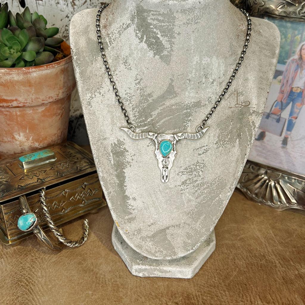 The Sterling Silver & Turquoise Longhorn Necklace